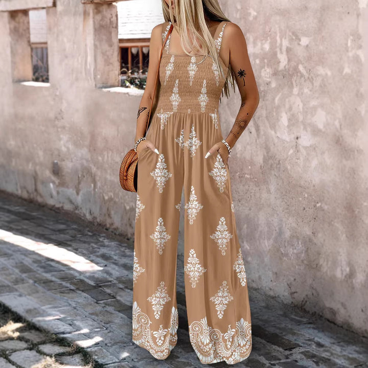 Dame Viddebundet Jumpsuit med elastisk Overdel og praktiske Lommer Skovae