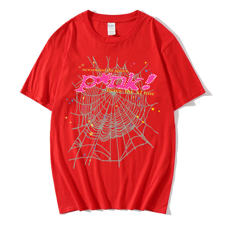 Kvinders afslappede T-shirt med kreativ edderkoppespind design Skovae