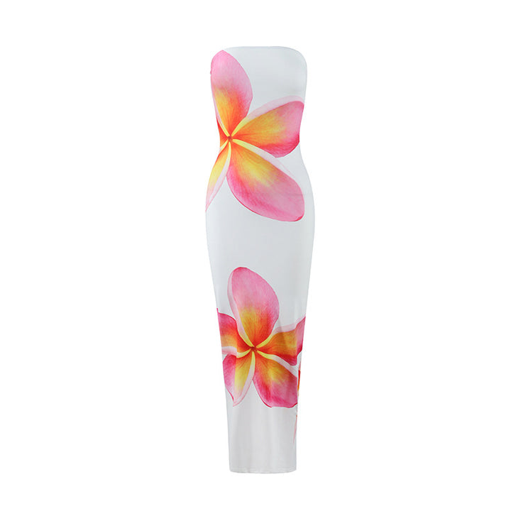 Dame strandvenlig maxikjole med elegant blomsterprint Skovae