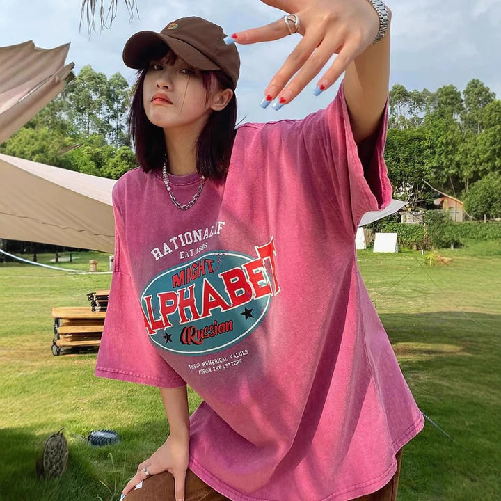 Dame Oversized T-shirt med kreativ tekst og afslappet pasform Stilla