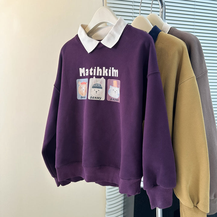 Femme Cozy Graphic Sweatshirt med kontrastkrave Stilla