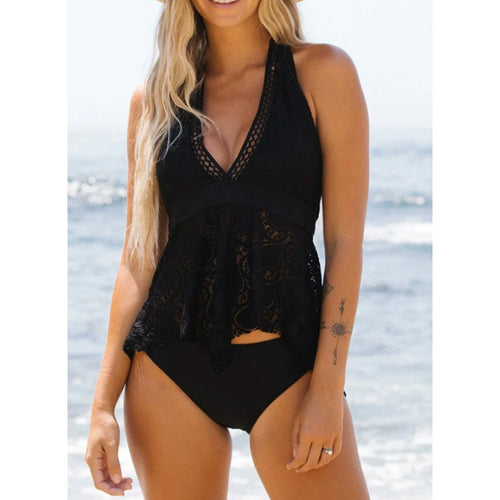 Dame Tankini-sæt med elegant spidsetop Stilla