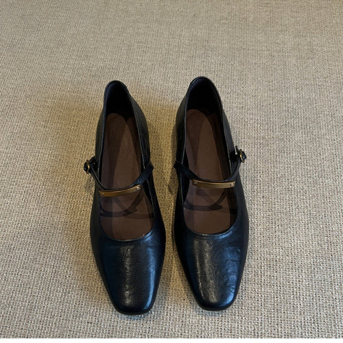 Damer Stilfulde Firkantede Tå Mary Jane Ballerinas med Justerbar Rem Stilla
