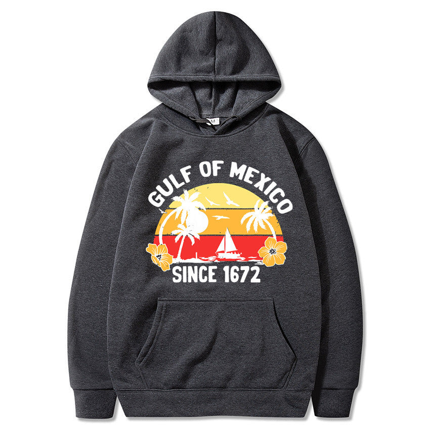 Dame hoodie med kreativt strandmotiver og højkvalitetsstof Skovae
