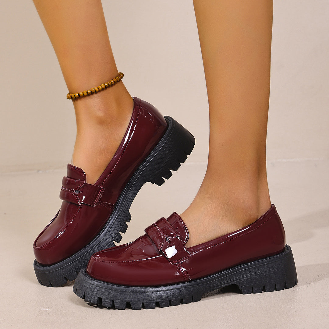 Dame Chunky Loafers med blankt overmateriale og skridsikker sål Stilla