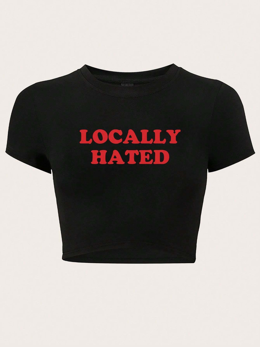 Dame Crop-T-shirt med iøjnefaldende tryk og tætsiddende design Skovae
