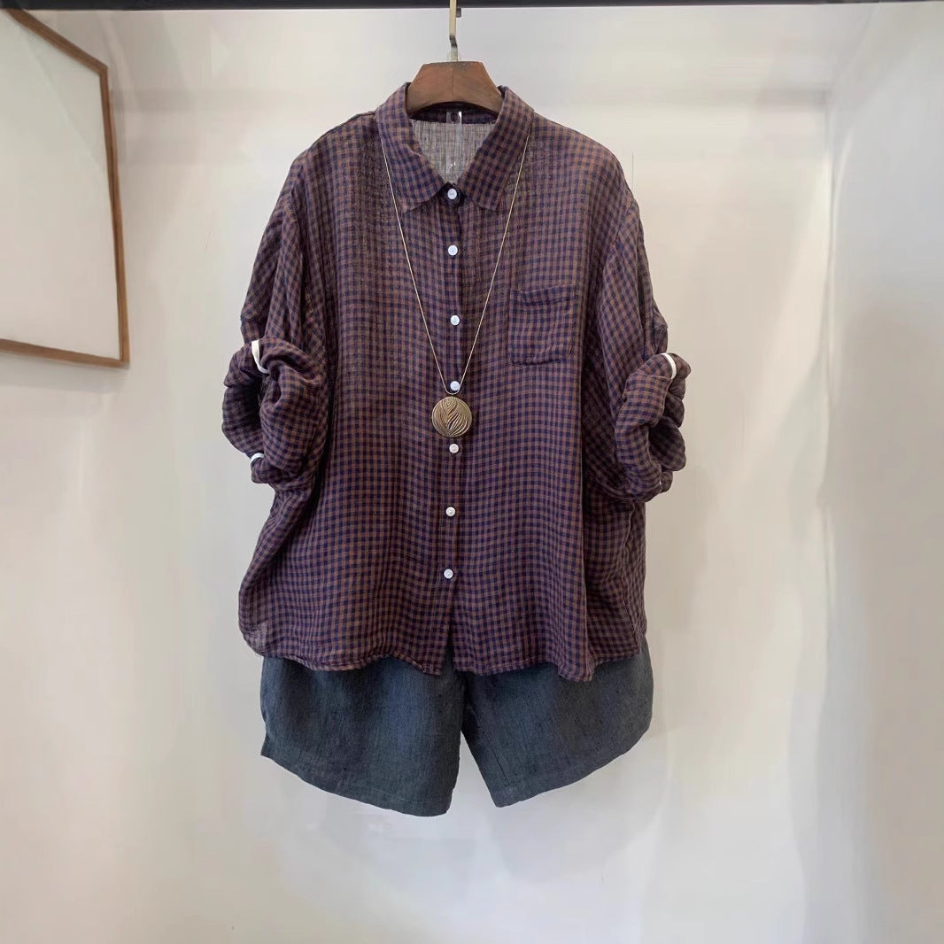 Femme Relaxed Fit Gingham Button-Up Shirt Stilla