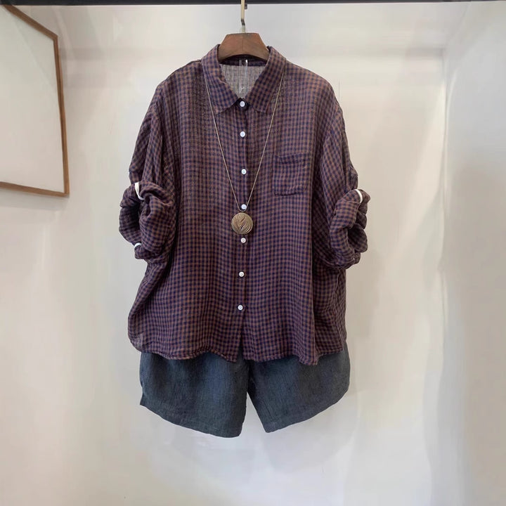Femme Relaxed Fit Gingham Button-Up Shirt Stilla