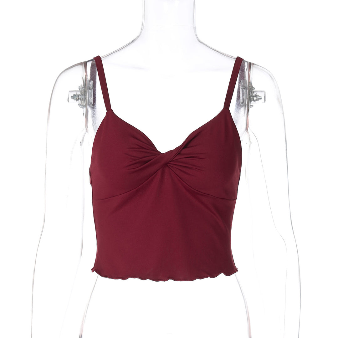 Dame Crop-Top med rynket design og fine spaghetti stropper Stilla