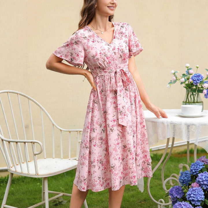 Dame Midi kjole med florale applikationer Stilla