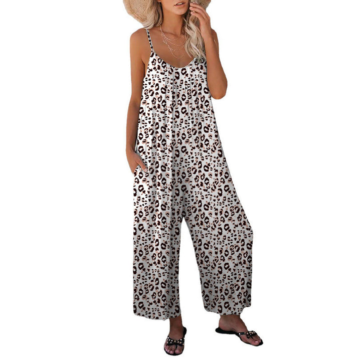 Dame Casual Leopard Overall med bredt ben og praktiske lommer Stilla