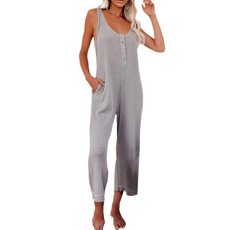 Dame jumpsuit med knapliste og praktiske lommer Stilla