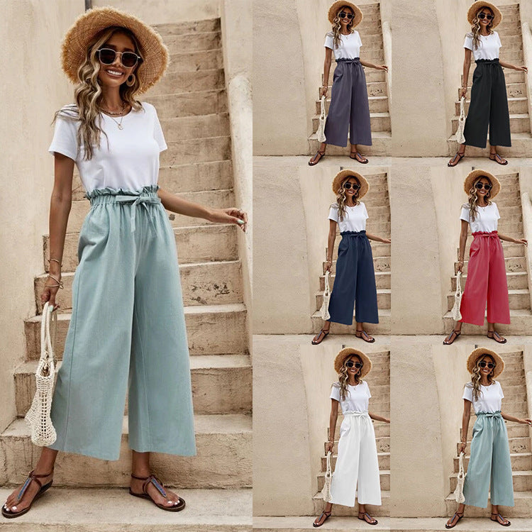 Dame brede culotte-bukser med elastisk talje og moderne design Stilla