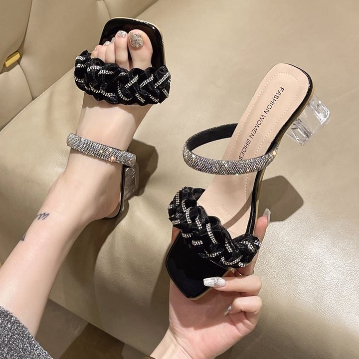 Damer Elegante Plateau-Sandaletter med glitrende strassdetaljer og flettet design Stilla