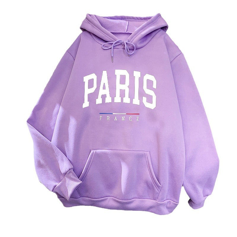 Dame hoodie med stort Paris print Skovae
