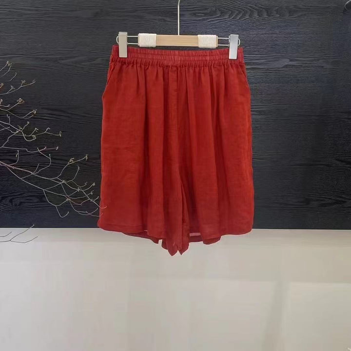 Dame Relaxed Fit Højtaljede Lærred Shorts Stilla