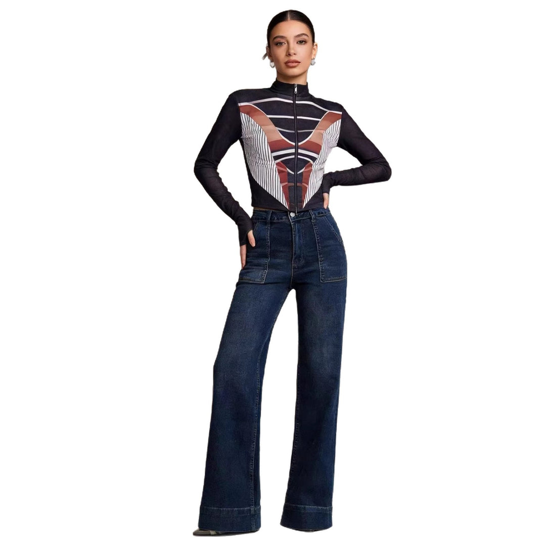 Dame High-Waist Vidde Bukser med trendy Applikation Skovae