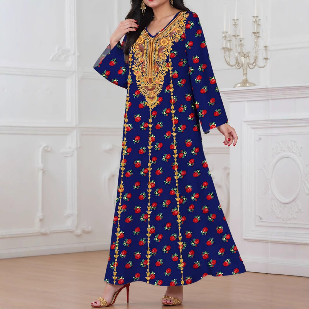 Femme Elegant Blomster Maxi Kjole med Dekoreret Udsnit Stilla