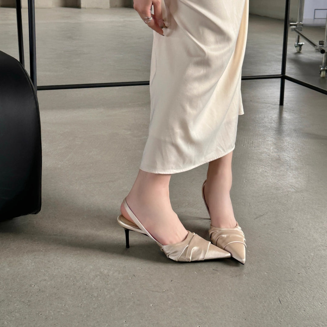 Kvinder elegante spidse slingback-hæle med foldet detalje Stilla