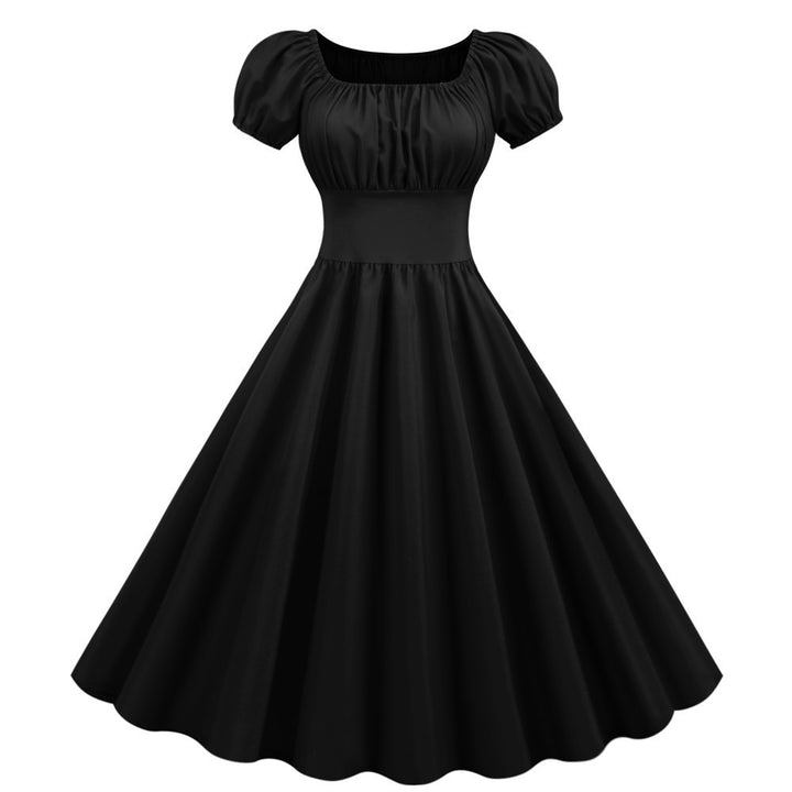 Dame Rockabilly kjole med puffærmer og taljev betoning Stilla