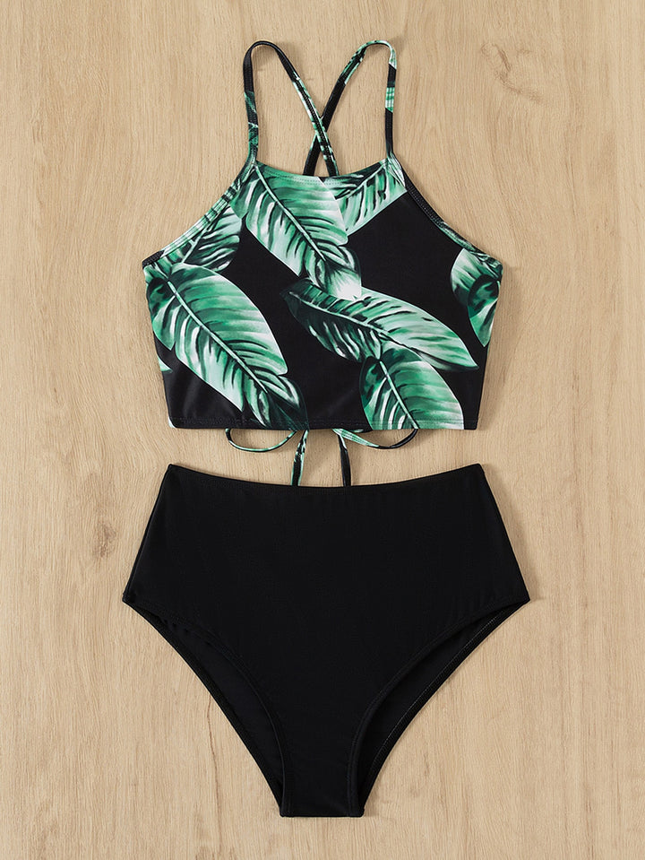 Dame Højskåret Bikini med blomster-design på stropperne Stilla
