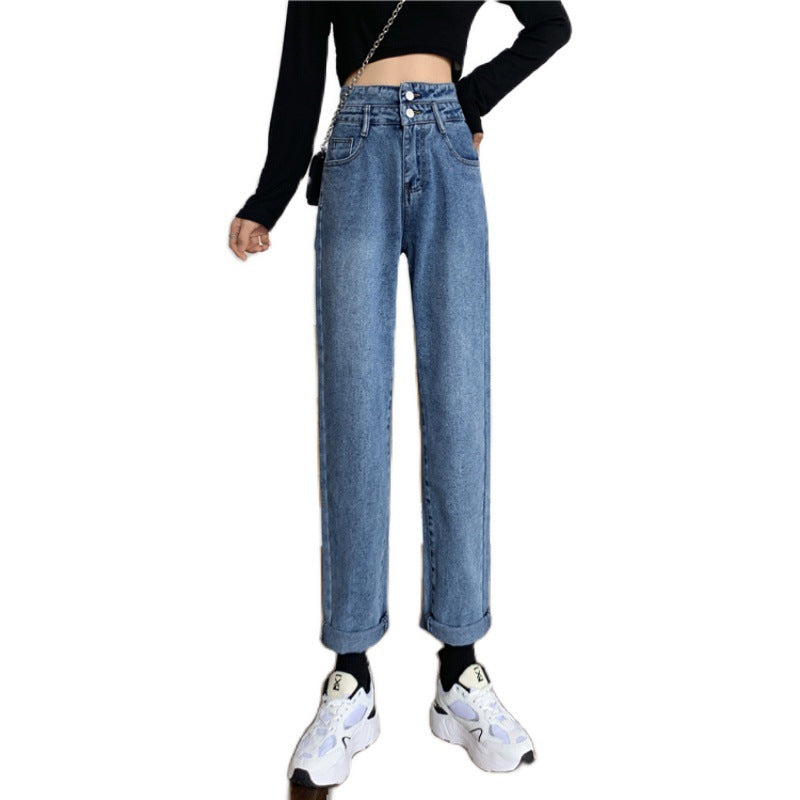 Kvindernes højtaljede mom jeans med aftagelige søm Stilla
