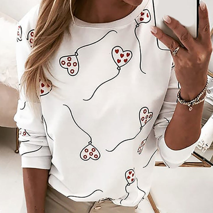 Dame afslappet sweatshirt med sødt ballonmotiv Stilla