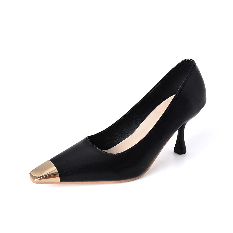 Dame Elegant Spids Tå Højhælede Sko med Metallic Kappe Stilla