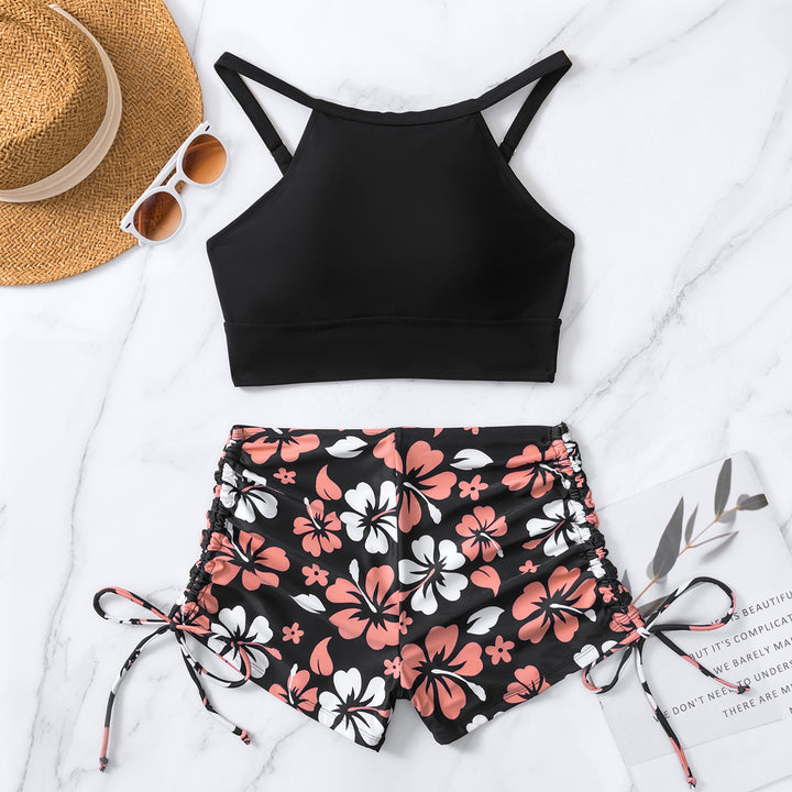 Dame Sporty Bikini-sæt med justerbare rynkeelementer og moderigtigt blomstermønster Stilla
