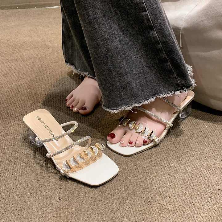 Dame transparente hæle sandaler med funkledende strass-boost Stilla