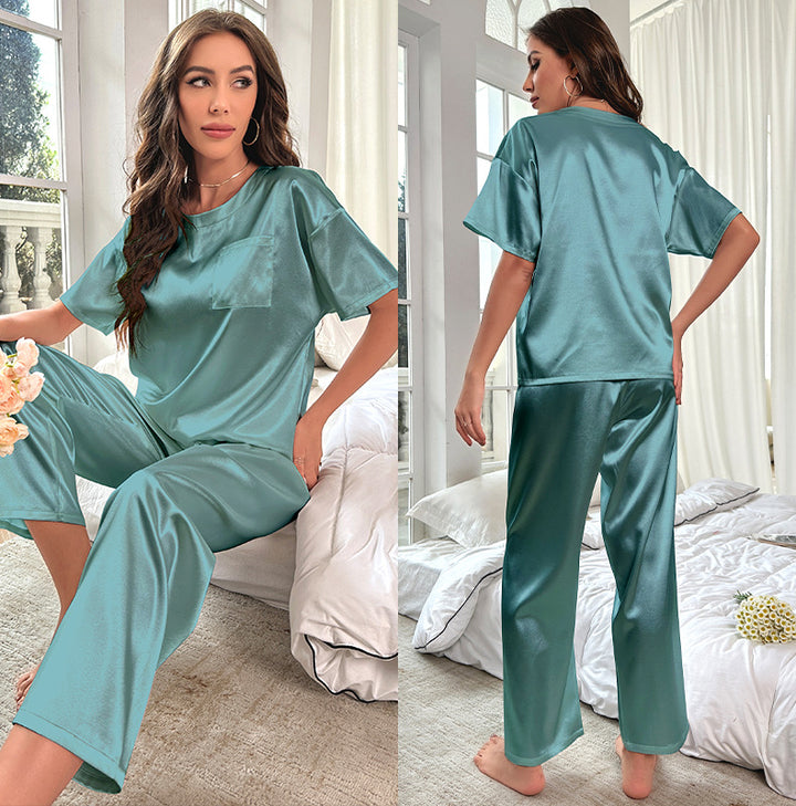 Dame Satin Pyjama-sæt med afslappet pasform og komfortable detaljer Stilla