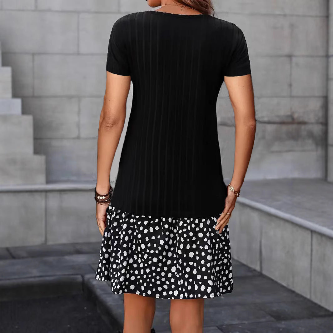 Dame fritidskjole med ribstruktur og flatterende skirt Stilla