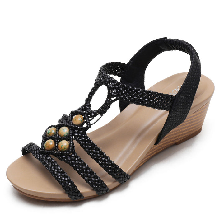 Dame Wedge Sandaler med dekorative flettede detaljer Stilla
