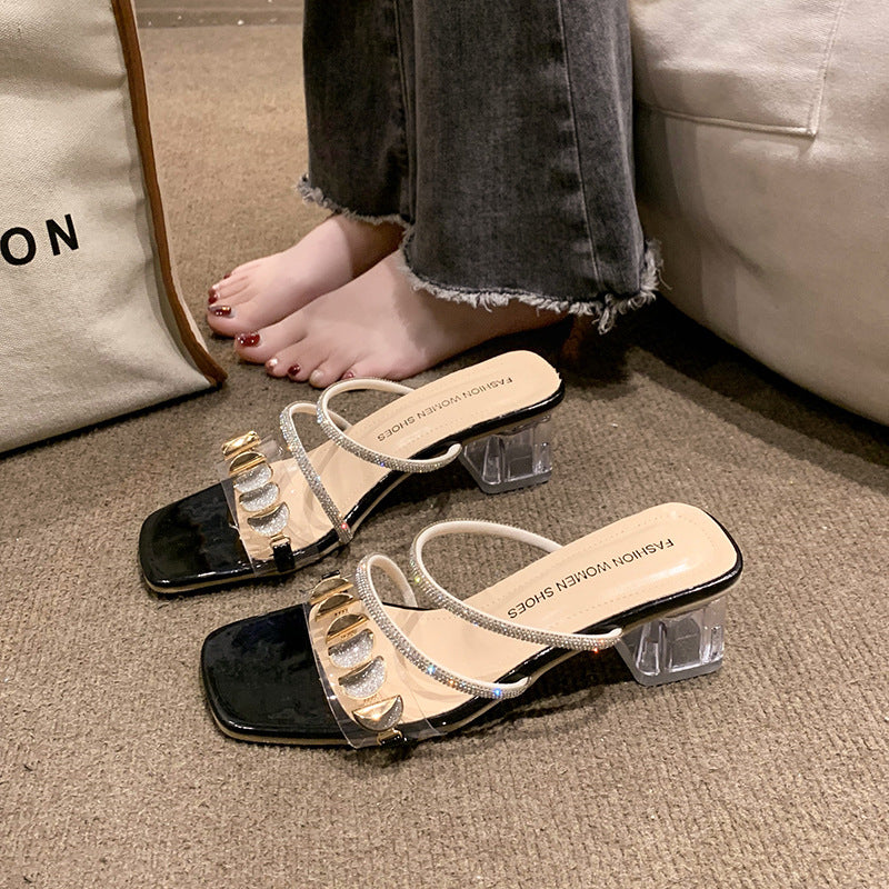Dame transparente hæle sandaler med funkledende strass-boost Stilla