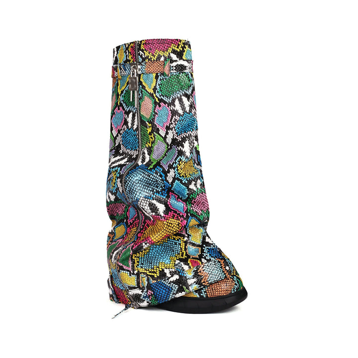 Femme Over-knee Slangeskinds-effekt Stiletto-støvler Stilla