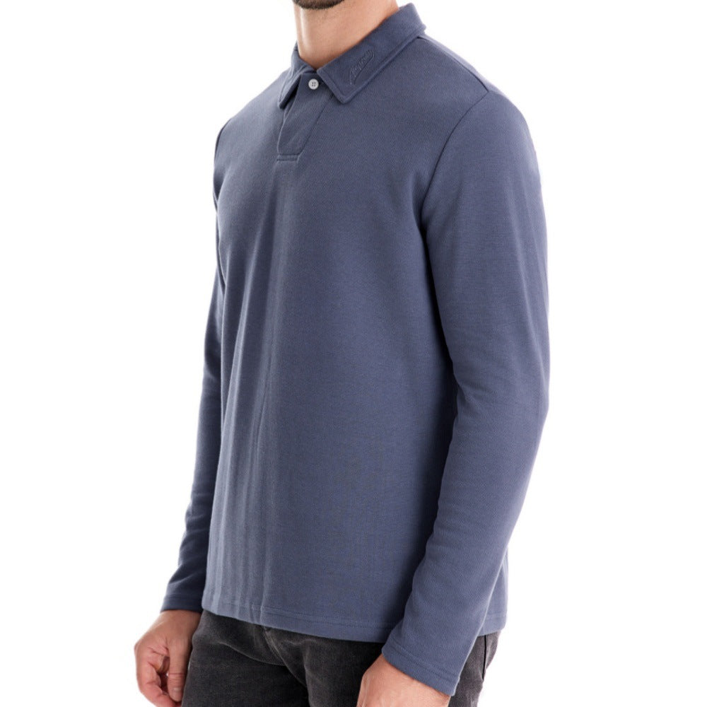 Herrer Langærmet Poloshirt med intensivt strukturelt design og klassisk krave Stilla