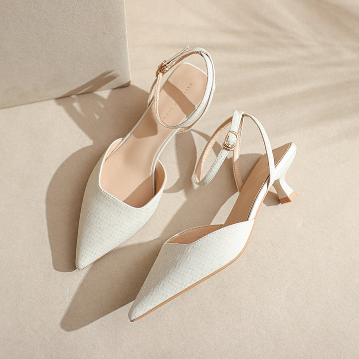 Dame Spids-Tå Hæl Slingbacks med justerbar Ankelsnor Stilla