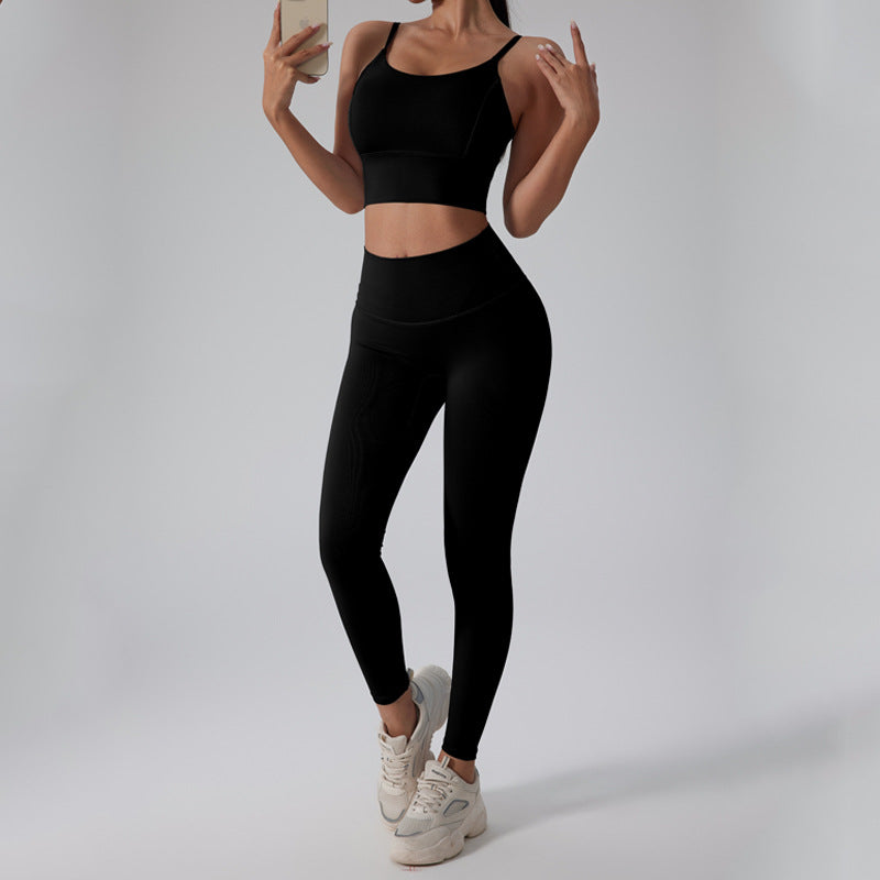 Dame Sporty Sæt med tætsiddende Top og Høj Talje-Leggings Stilla