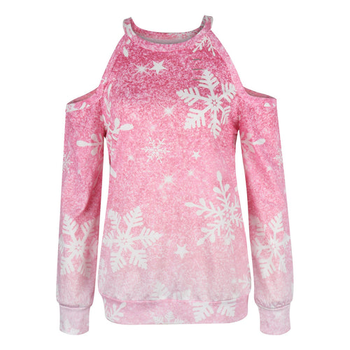 Stilla | Mode Langærmet Kold Skuldre Print Top Bluse