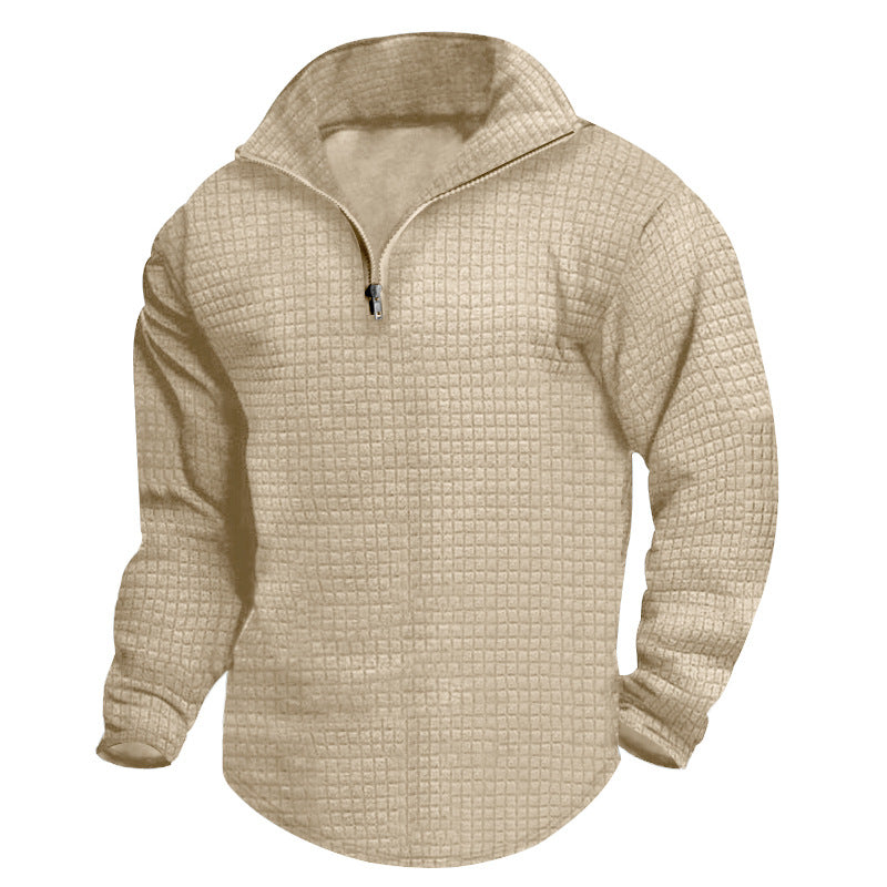 Herre fleece-trøje med ståkrave og struktureret design Stilla