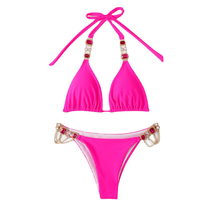 Dame Triangel-Bikini-Sæt med elegante kædeakcenter og justerbare stropper Stilla