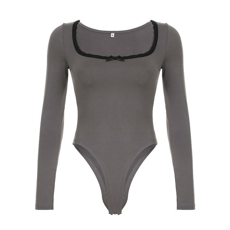 Dame Elegant Langærmet Bodysuit med pynteliste Skovae
