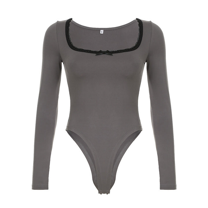 Dame Elegant Langærmet Bodysuit med pynteliste Skovae