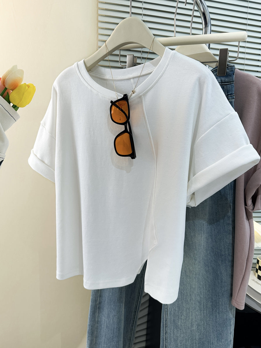 Dame Casual Asymmetrisk Søm T-Shirt Stilla