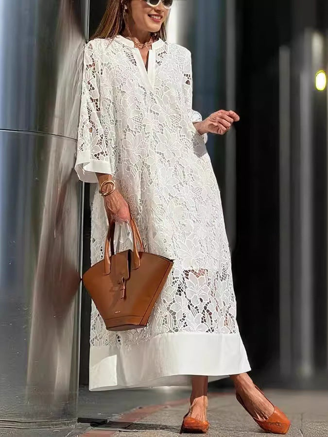Dame spidskjole i boho-stil med fine detaljer Stilla