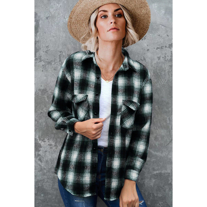 Dameternetterned flannel skjorte Stilla
