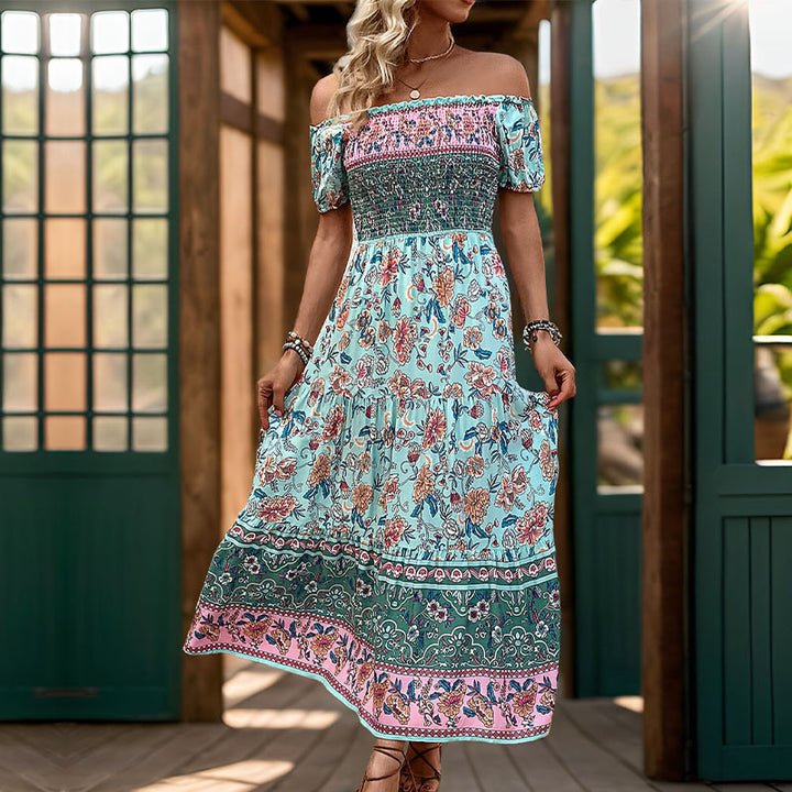 Femme Off-Shoulder Bohemian Maxi Kjole Stilla