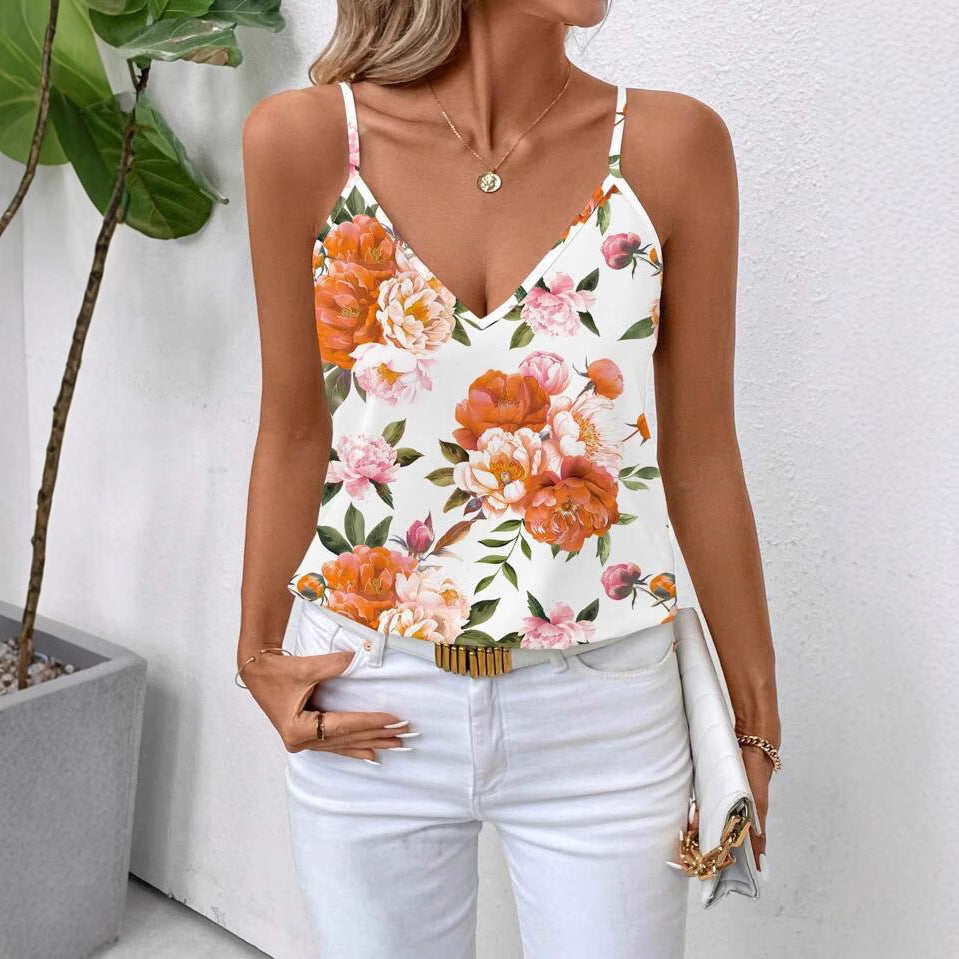 Dame Floral V-udskæring Cami Top Stilla