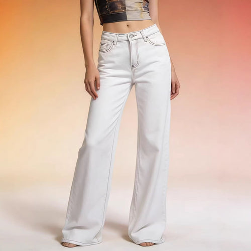 Dame flared jeans med høj talje og elegante sømdetaljer Skovae