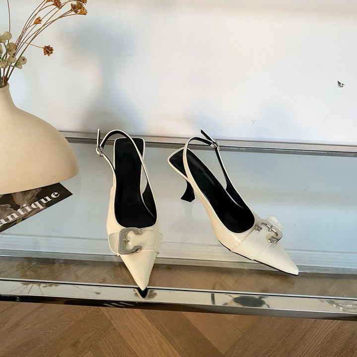 Femme Spidsede Slingback Hæle med Spænde-Detalje Stilla